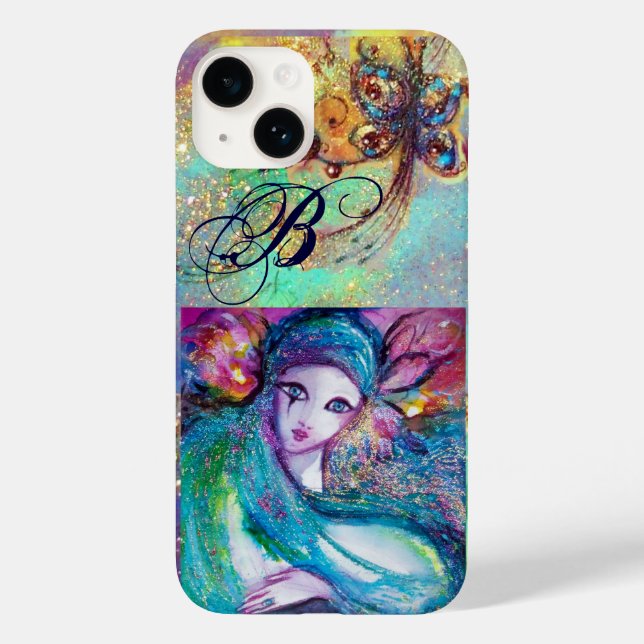 FUNDA DE Case-Mate PARA iPhone LADY BLUE MASK VENETIAN MASQUERADE MONOGRAM (Reverso )