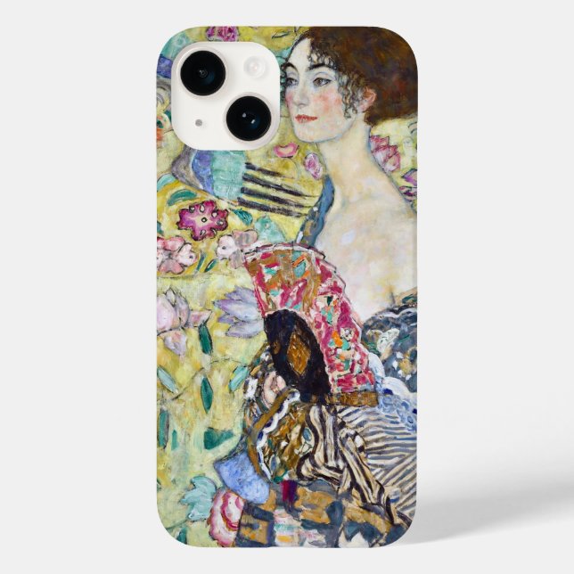 Funda De Case-Mate Para iPhone Lady con un fanático, Gustav Klimt (Reverso )