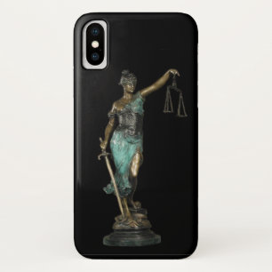 Funda Para iPhone X Lady Justicia sobre el terciopelo negro