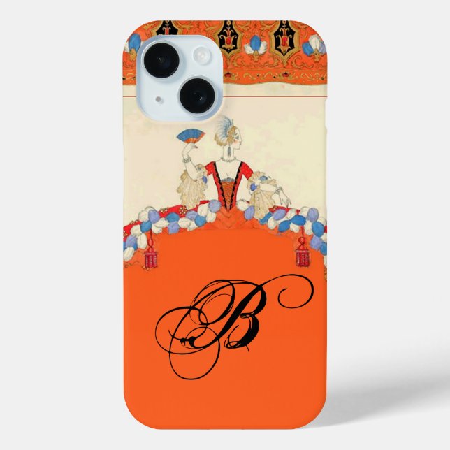 FUNDA DE Case-Mate PARA iPhone LADY NARANJA FASHION COSTUME DISEÑADOR MONOGRAM (Reverso )