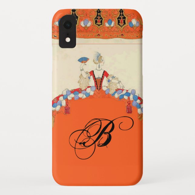 FUNDA DE Case-Mate PARA iPhone LADY NARANJA FASHION COSTUME DISEÑADOR MONOGRAM (Reverso)