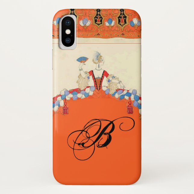 FUNDA DE Case-Mate PARA iPhone LADY NARANJA FASHION COSTUME DISEÑADOR MONOGRAM (Reverso)