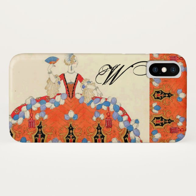 FUNDA DE Case-Mate PARA iPhone LADY NARANJA FASHION COSTUME DISEÑADOR MONOGRAM (Reverso (horizontal))