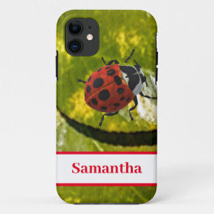 Funda Para iPhone 11 Ladybug en la hoja con nombre