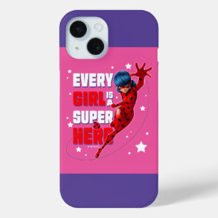 Funda Para iPhone 15 Ladybug Todo Chica es un Super Hero