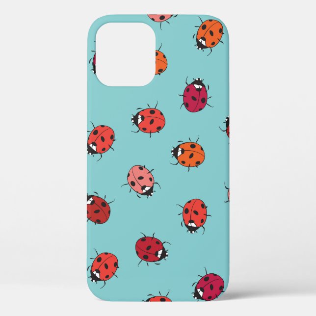 Funda De Case-Mate Para iPhone Ladybugs, fondo azul, encantadora pieza sin costur (Reverso )