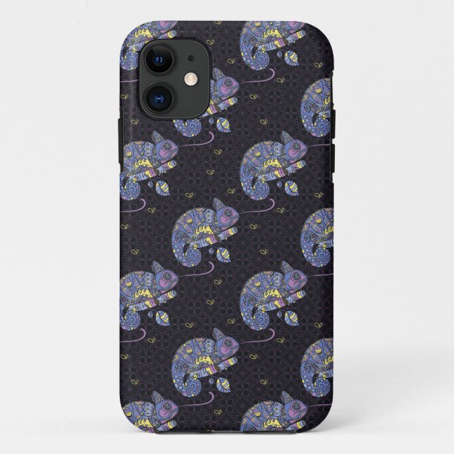 Funda De Case-Mate Para iPhone Lagarto de Zentangle (Reverso)