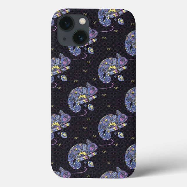 Funda De Case-Mate Para iPhone Lagarto de Zentangle (Reverso)