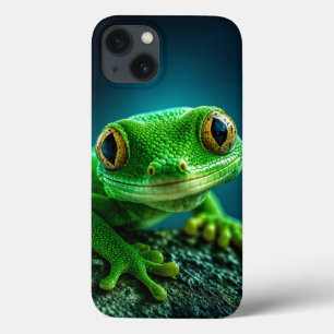 Funda Para iPhone 13 Lagarto Verde Vibrante Reptil Macro Primer Plano