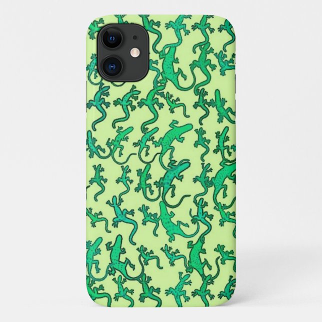 Funda De Case-Mate Para iPhone lagartos verdes sobre un fondo verde limo (Reverso)