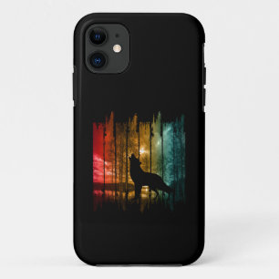 FUNDA PARA iPhone 11 LAGO ÁRBOLES LOBO AULLANDO