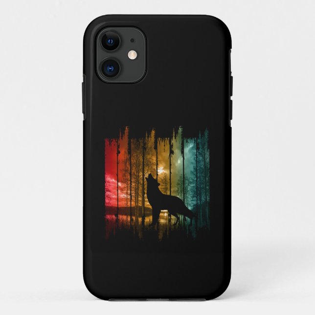 FUNDA DE Case-Mate PARA iPhone LAGO ÁRBOLES LOBO AULLANDO (Reverso)