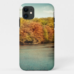 Funda Para iPhone 11 Lago Bosque Árboles Agua Monograma IPHONE 5 Funda