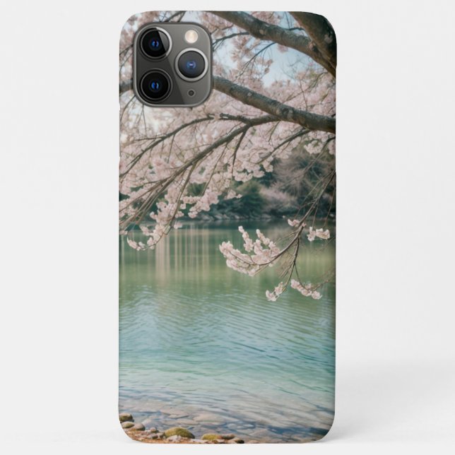 Funda De Case-Mate Para iPhone lago de flores de cerezo (Reverso)