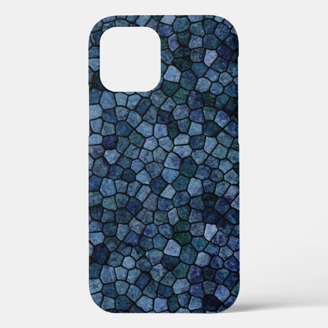 Funda De Case-Mate Para iPhone Laguna Azul Medianoche Terrazo Parcheado Embarrado (Reverso )