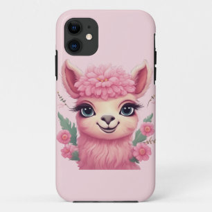 Funda Para iPhone 11 Lama, bebé sonriente rosa