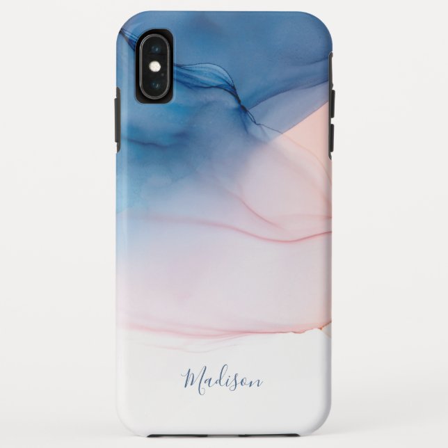 Funda De Case-Mate Para iPhone Lámina de tinta abstracta moderna con nombre (Reverso)