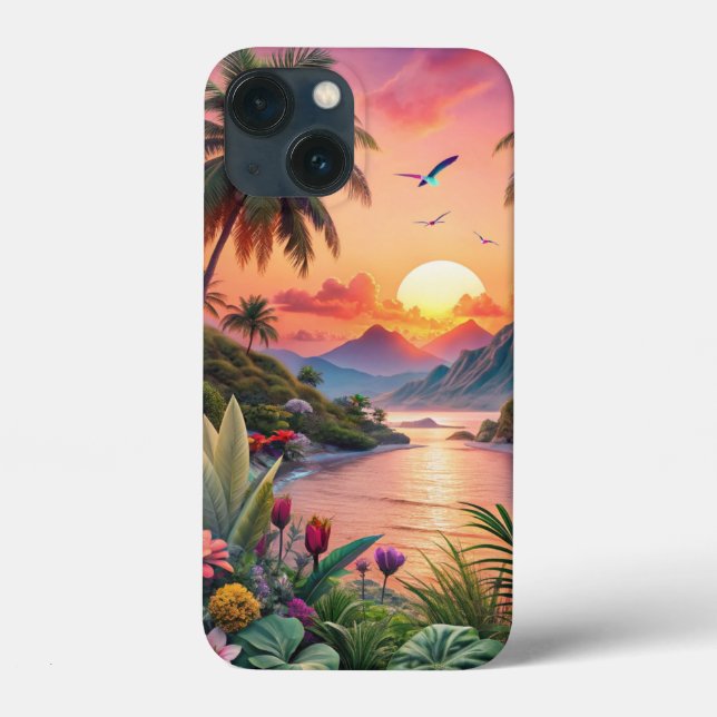 Funda De Case-Mate Para iPhone Landscape Tropical Beach (Reverso )
