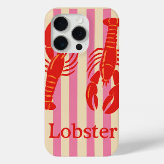 Funda Para iPhone 15 Pro Langosta Pop Crustáceos audaces en franjas de cara