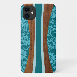 Funda Para iPhone 11 Laniakea Hawaii Faux Wood Verde azulada Surfboard