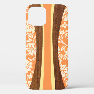 Funda Para iPhone 12 Pro Laniakea Hawaiian Faux Wood Surfboard In Naranja