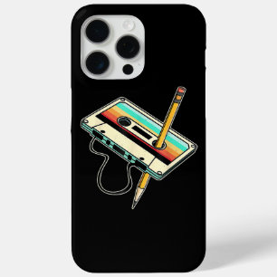 Funda Para iPhone 15 Pro Max Lápiz de cinta de casete de los 80, lanzamiento re