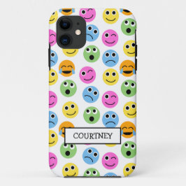 Funda Para iPhone 11 Las Emojis personalizadas se enfrentan a patrones 