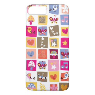 Funda Para iPhone 8 Plus/7 Plus las flores lindas, pájaros, corazones ajustan el
