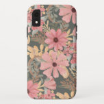 Funda Para iPhone XR Las Flores Verdes De Sage Rosado Dejan Patrón De A<br><div class="desc">Este elegante y femenino diseño es perfecto para una mujer de diseño. Tiene una acuarela pintada a mano de color rosa rosa, rosa medio, marrón castaño, amarillo dorado, flores verdes del bosque y hojas sobre un fondo verde salado. Es campo, bonito, lindo, único, artístico y moderno; el complemento perfecto para...</div>