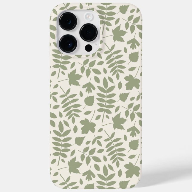 Funda De Case-Mate Para iPhone Las hojas caídas Rpt Patrón verde en crema (Reverso)