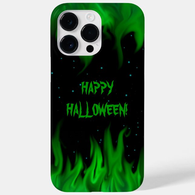 Funda De Case-Mate Para iPhone Las llamas verdes en el cielo estrellado (Reverso)