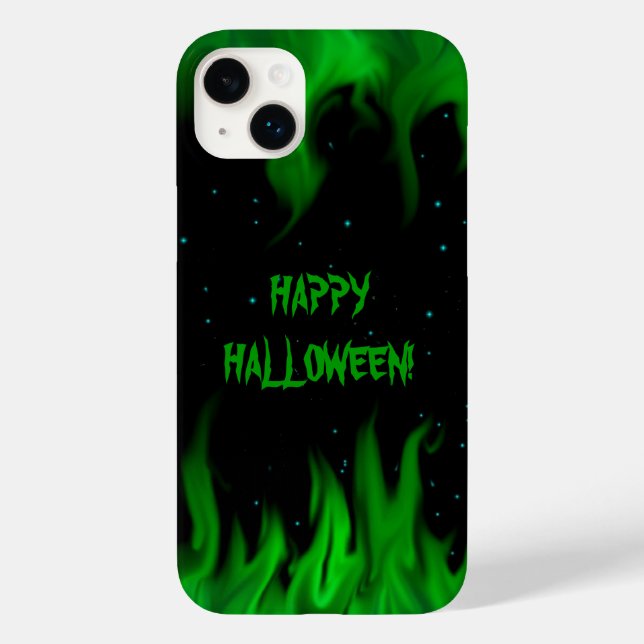 Funda De Case-Mate Para iPhone Las llamas verdes en el cielo estrellado (Reverso )