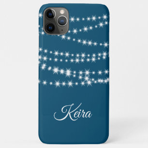 Funda Para iPhone 11 Pro Max Las luces de cadena personalizadas en azul