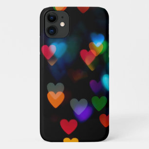 Funda Para iPhone 11 las luces de los bokees del corazón en negro