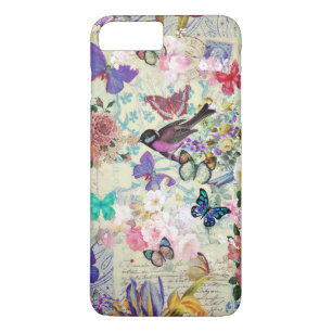 Funda Para iPhone 8 Plus/7 Plus Las mariposas del pájaro del vintage se ruborizan