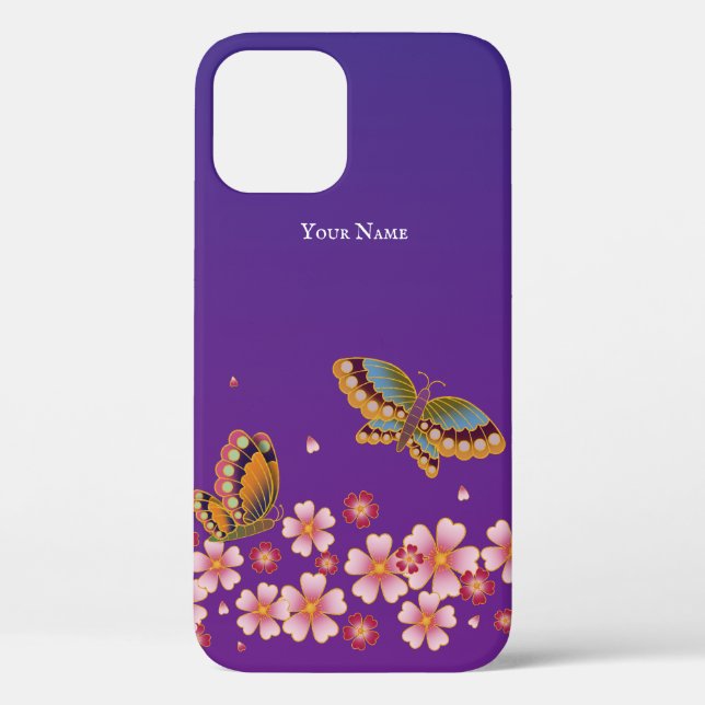 Funda De Case-Mate Para iPhone Las mariposas japonesas florecen con sakura person (Reverso )