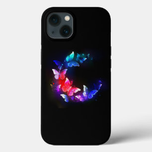 Funda Para iPhone 13 Las mariposas nocturnas brillantes de Neon en el f