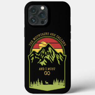Funda Para iPhone 13 Pro Max Las montañas están llamando Bosque Atardecer Cierv