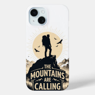Funda Para iPhone 15 Las montañas llaman aventura Silueta