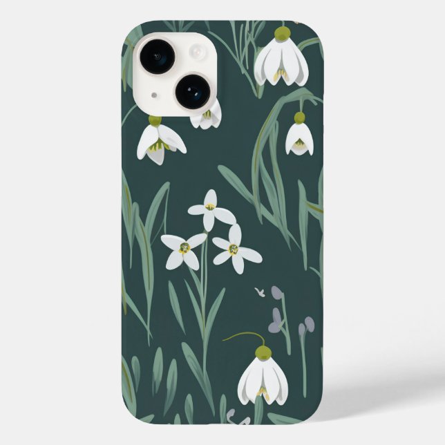 Funda De Case-Mate Para iPhone Las Nieves Blancas Florecen En Verde (Reverso )