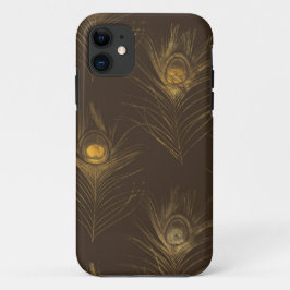 Funda Para iPhone 11 Las plumas de pavo real de oro de la moda Elegante