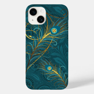 Funda Para iPhone 14 De Case-Mate Las plumas de pavo real verde azuladas con Paisley