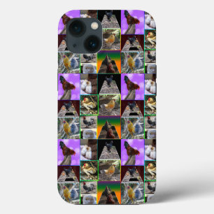 Funda Para iPhone 13 Las plumas en foco: Un collage de gallos de pollo