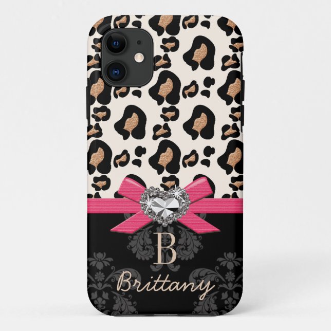 Funda De Case-Mate Para iPhone Las rosas fuertes arquean el falso leopardo en (Reverso)
