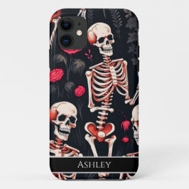 Funda Para iPhone 11 Las rosas rojas de la calavera de Halloween son pe