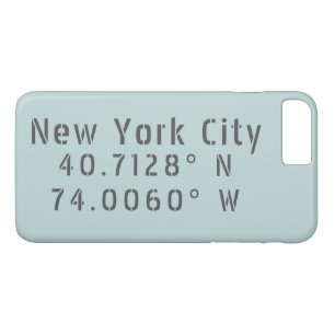 Funda Para iPhone 8 Plus/7 Plus Latitud y longitud de la ciudad de Nueva York