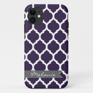 Funda Para iPhone 11 Latte y pancarta marroquí gris morado oscuro