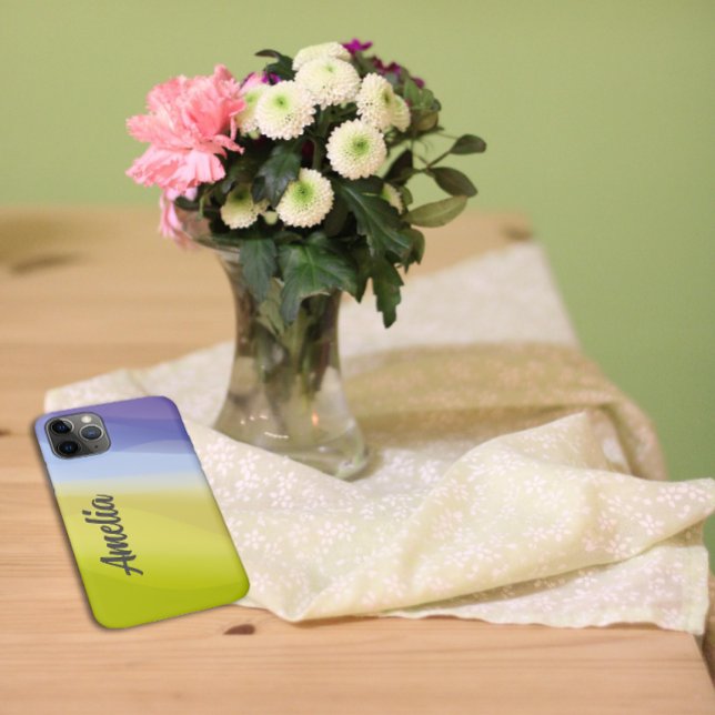 Funda De Case-Mate Para iPhone Lavanda de onda geométrica amarillo azul con nombr (Subido por el creador)