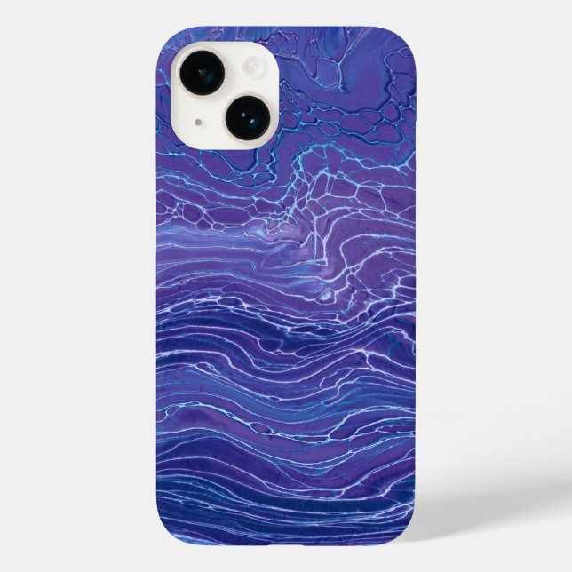 Funda De Case-Mate Para iPhone Lavanda Marble de encaje azul Abstracción acrílica (Reverso )
