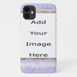 Funda Para iPhone 11 Lavanda y borde de flores blancas